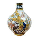 Antique hand-decorated faience vase – floral and bird design