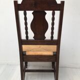 Set of 6 vintage straw and turned wood chairs