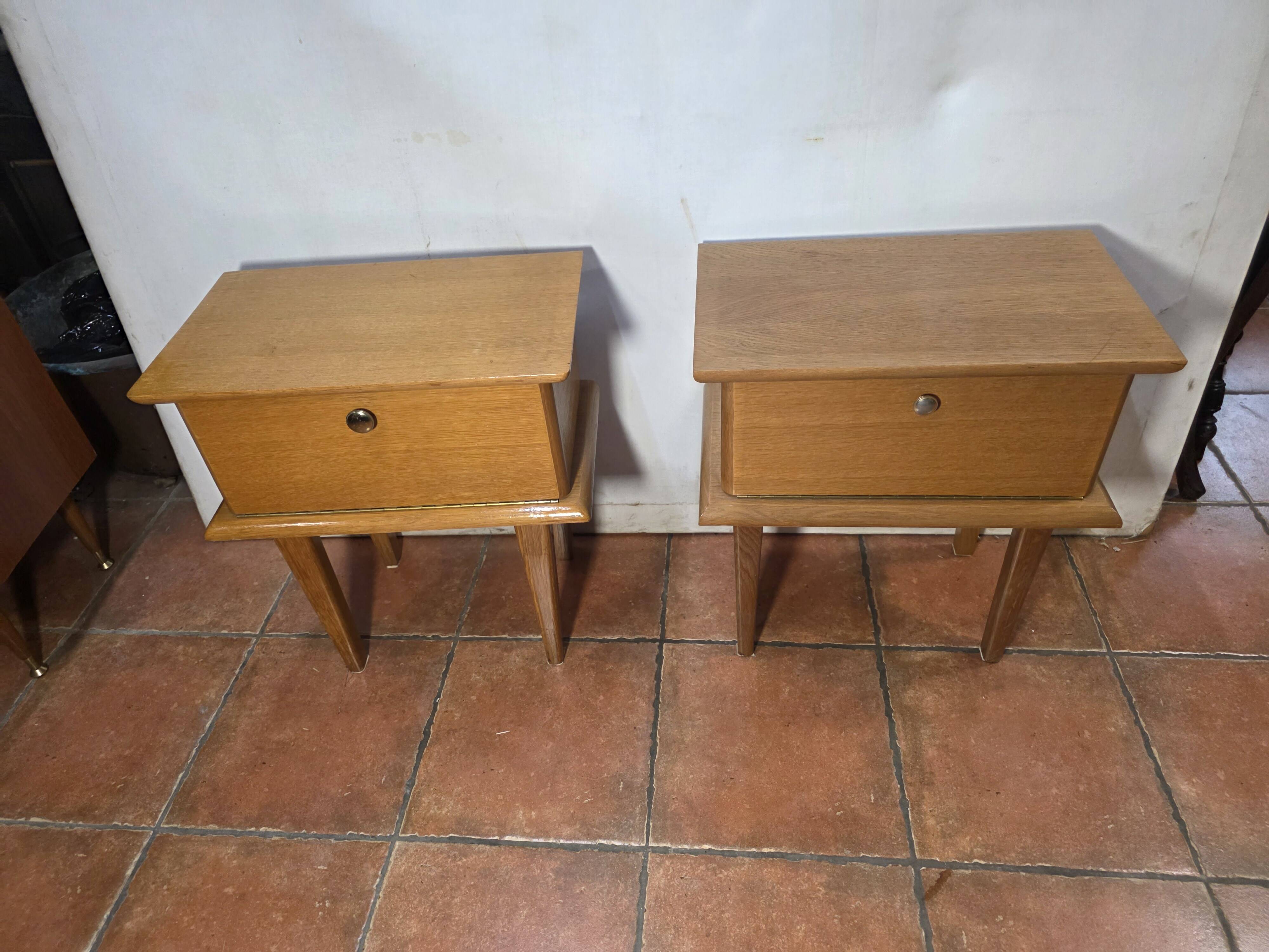 Pair of Scandinavian oak bedside tables, 1960s