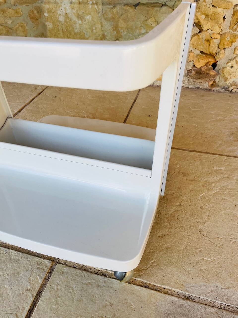 Table d'appoint Vintage sur roulettes avec rangement, édition Flair 1970s