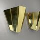 Rare set of 2 cubic solid brass wall light sconces by egoluce, italy 1980s
