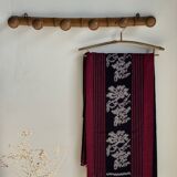 Large vintage wooden coat rack with 6 bamboo effect hooks L79