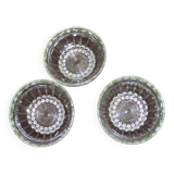 Set of 3 old glass bowls/cups decorated with small white flowers Materne rare
