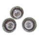 Set of 3 old glass bowls/cups decorated with small white flowers Materne rare
