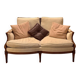 Two-seater canapé by Roche Bobois in Louis XVI style — carved wood, caned sides.