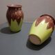 Two vases green and vintage chocola, 60s