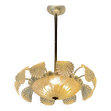 Art Deco Venetian Chandelier in Colorless Murano Glass Circa 1920