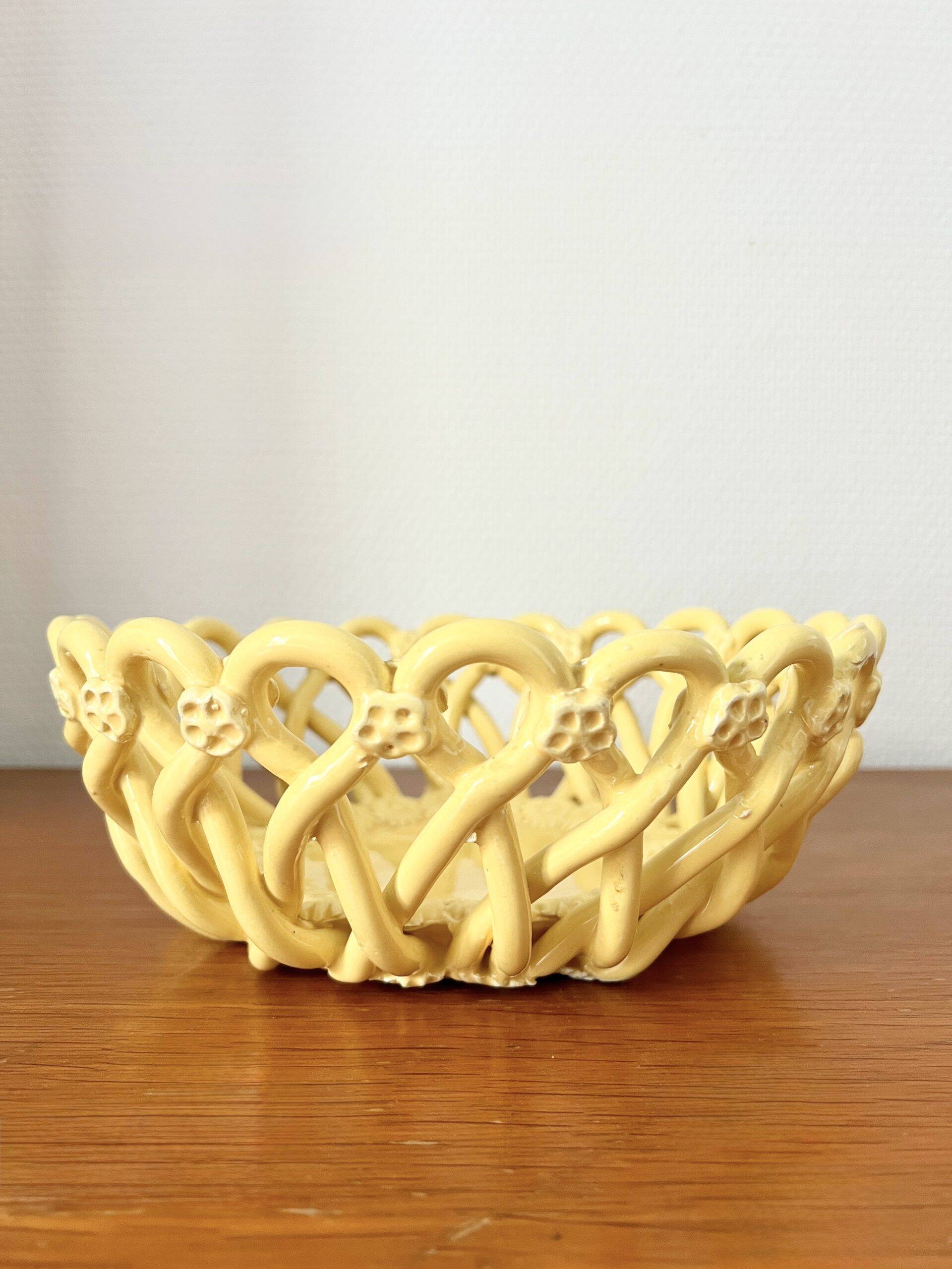 Coupe tressée céramique jaune  (23 cm)