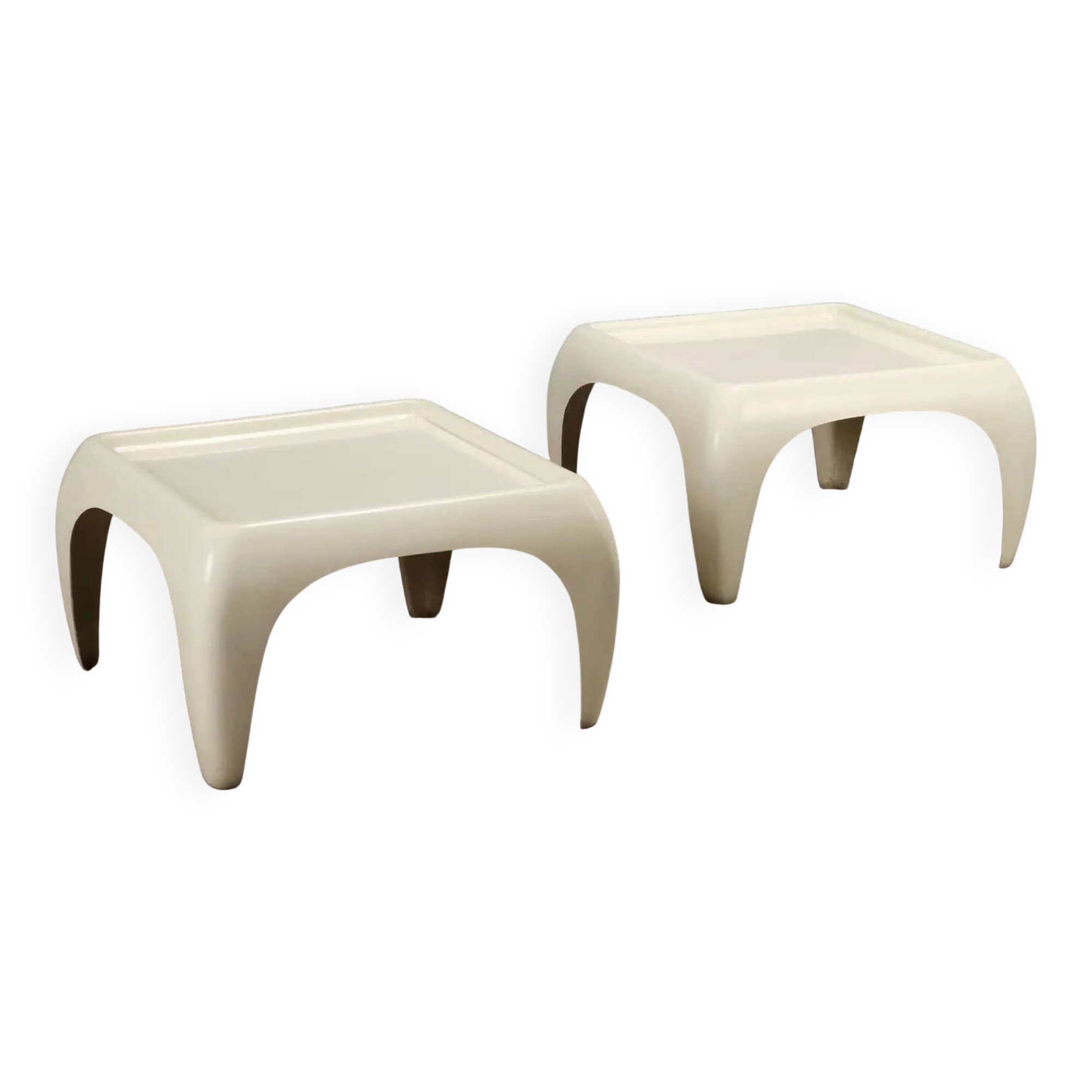 Vintage Space Age white fibreglass coffee tables, design, 1960s