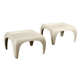 Tables basses vintage Space Age en fibre de verre blanche, design, années 1960