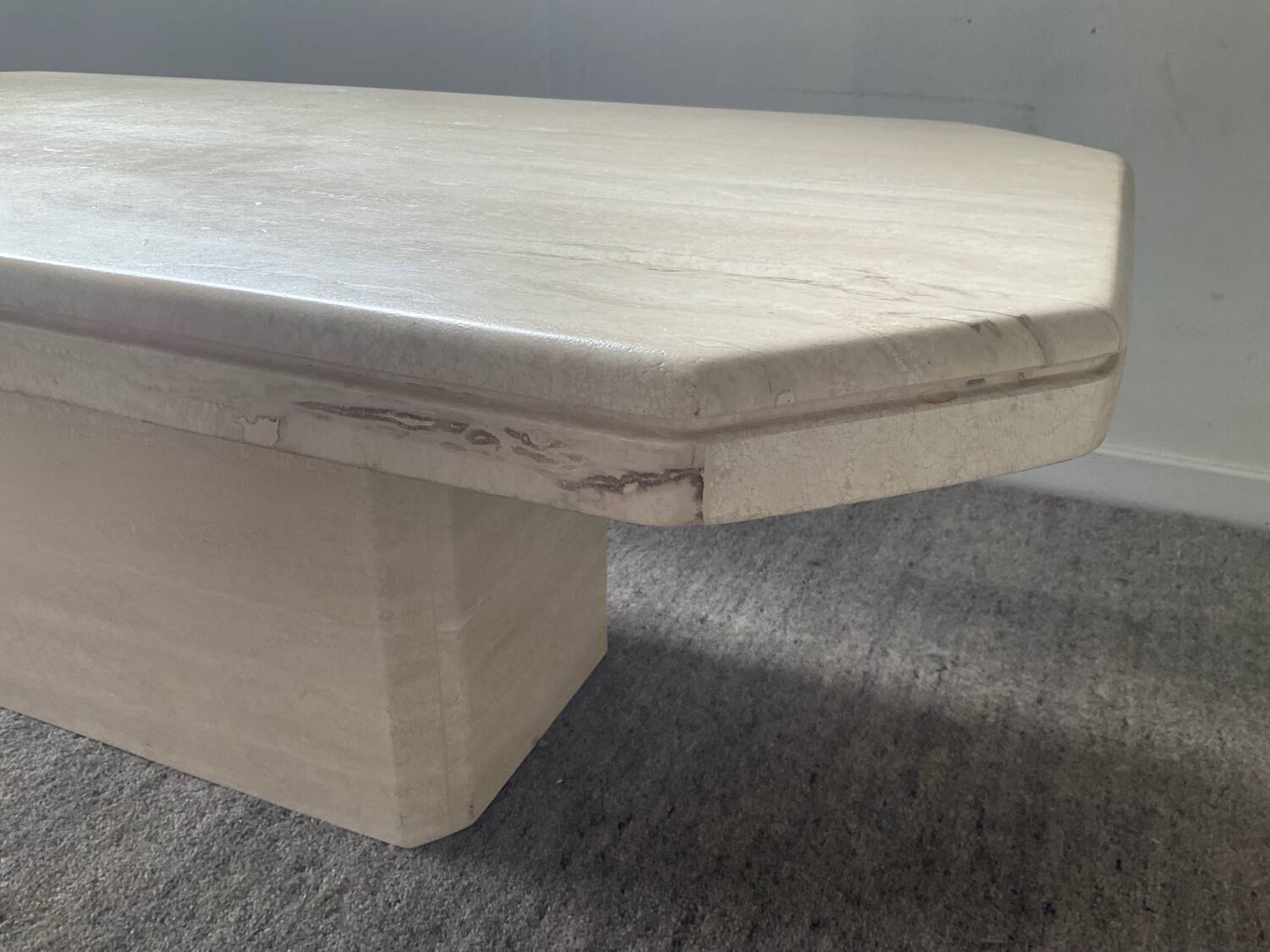 70s travertine coffee table