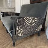 Small gray velvet style bench