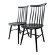 Set of 2 vintage black spindle wooden chairs