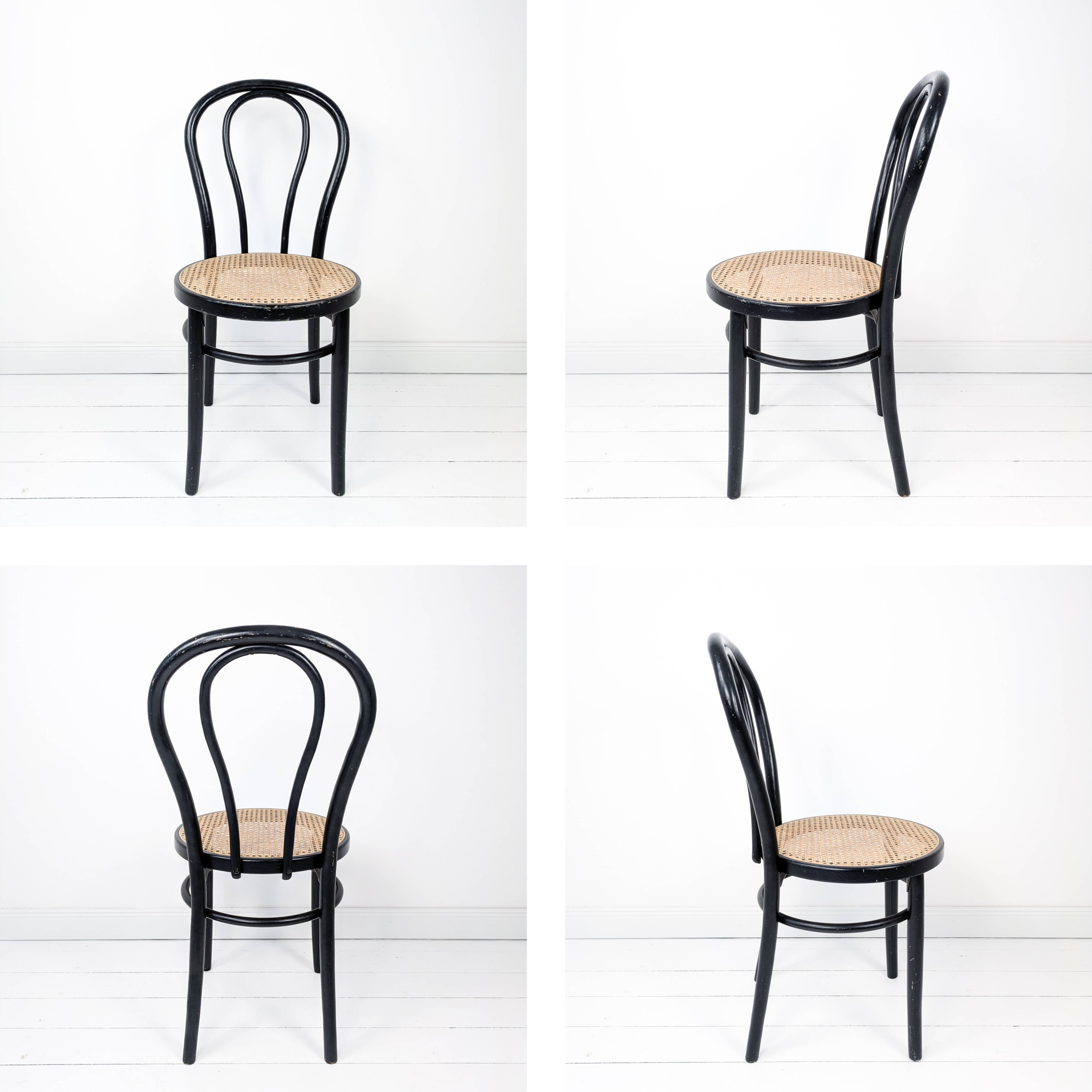 Chaise de café vintage Bugholz noir Wiener Geflecht Chaise de salle à manger