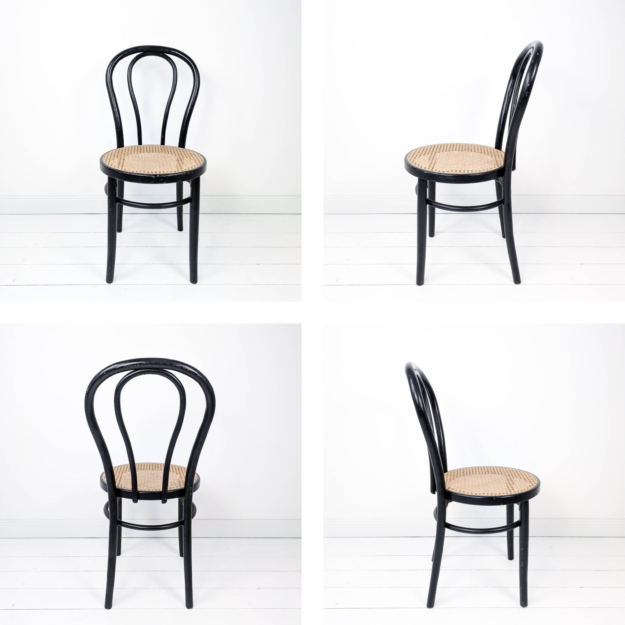 Chaise de café vintage Bugholz noir Wiener Geflecht Chaise de salle à manger