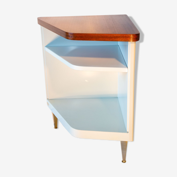 Sansen side table, wood and metal service 1970