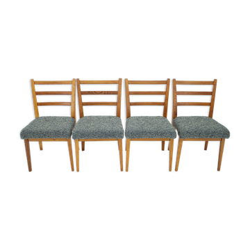 Ensemble des années 1960 de 4 chaises de salle à manger en chêne, Tchécoslovaquie
