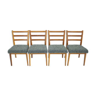 Ensemble des années 1960 de 4 chaises de salle à manger en chêne, Tchécoslovaquie