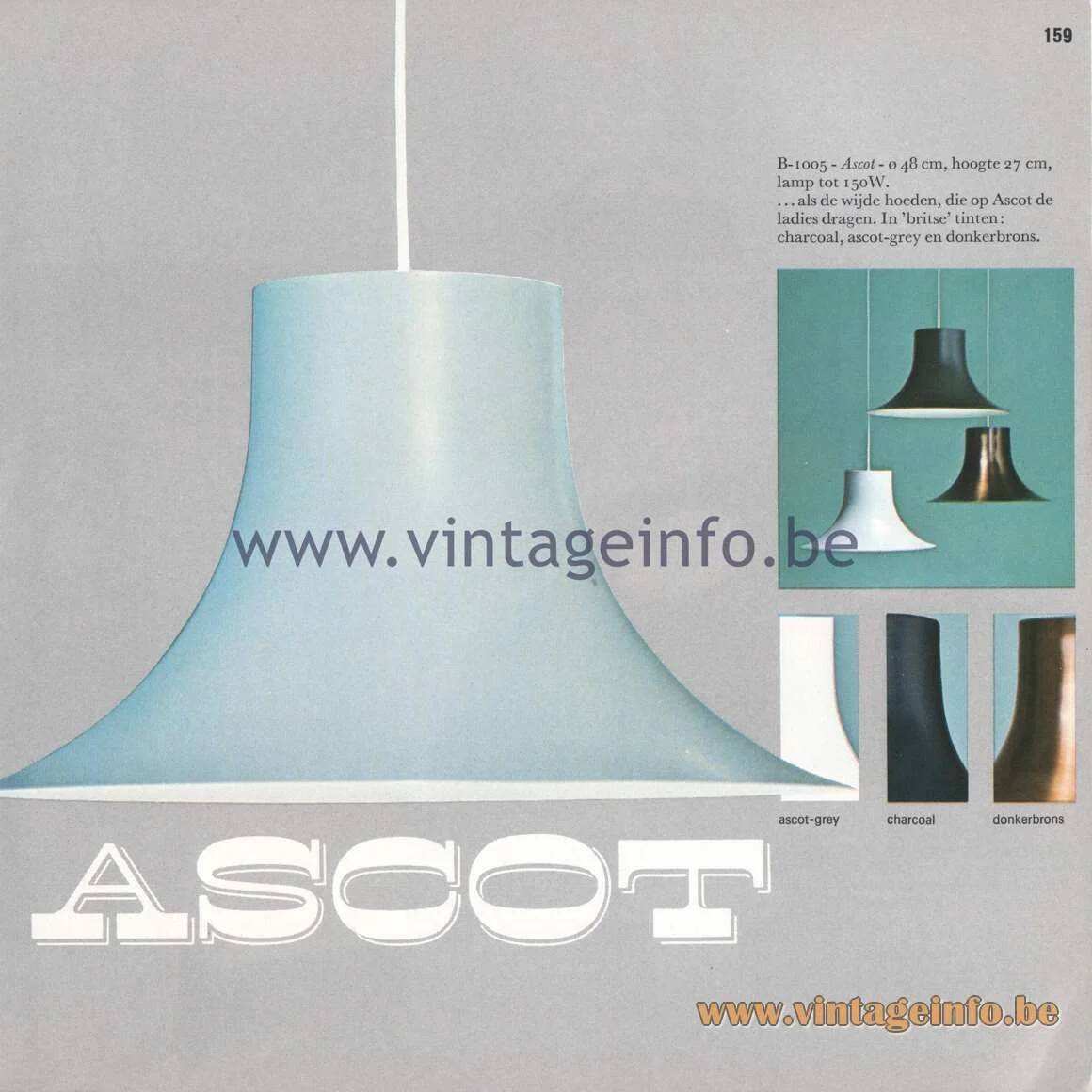 3 "Ascot" pendant lights by RAAK Amsterdam, 1960s