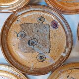 Set of 8 vintage dessert plates in enamelled stoneware signed MALI