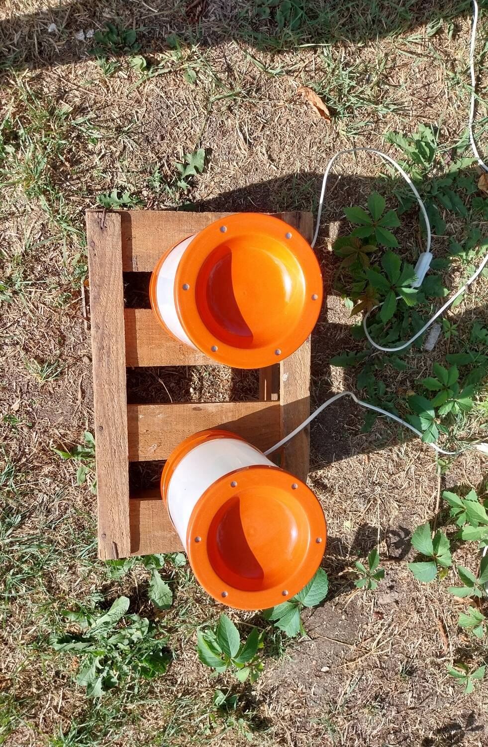 Paire de lampe orange années 70