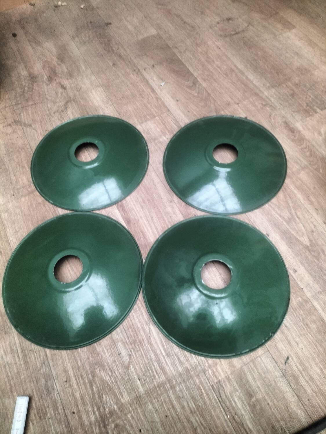 4 enameled sheet metal lampshades