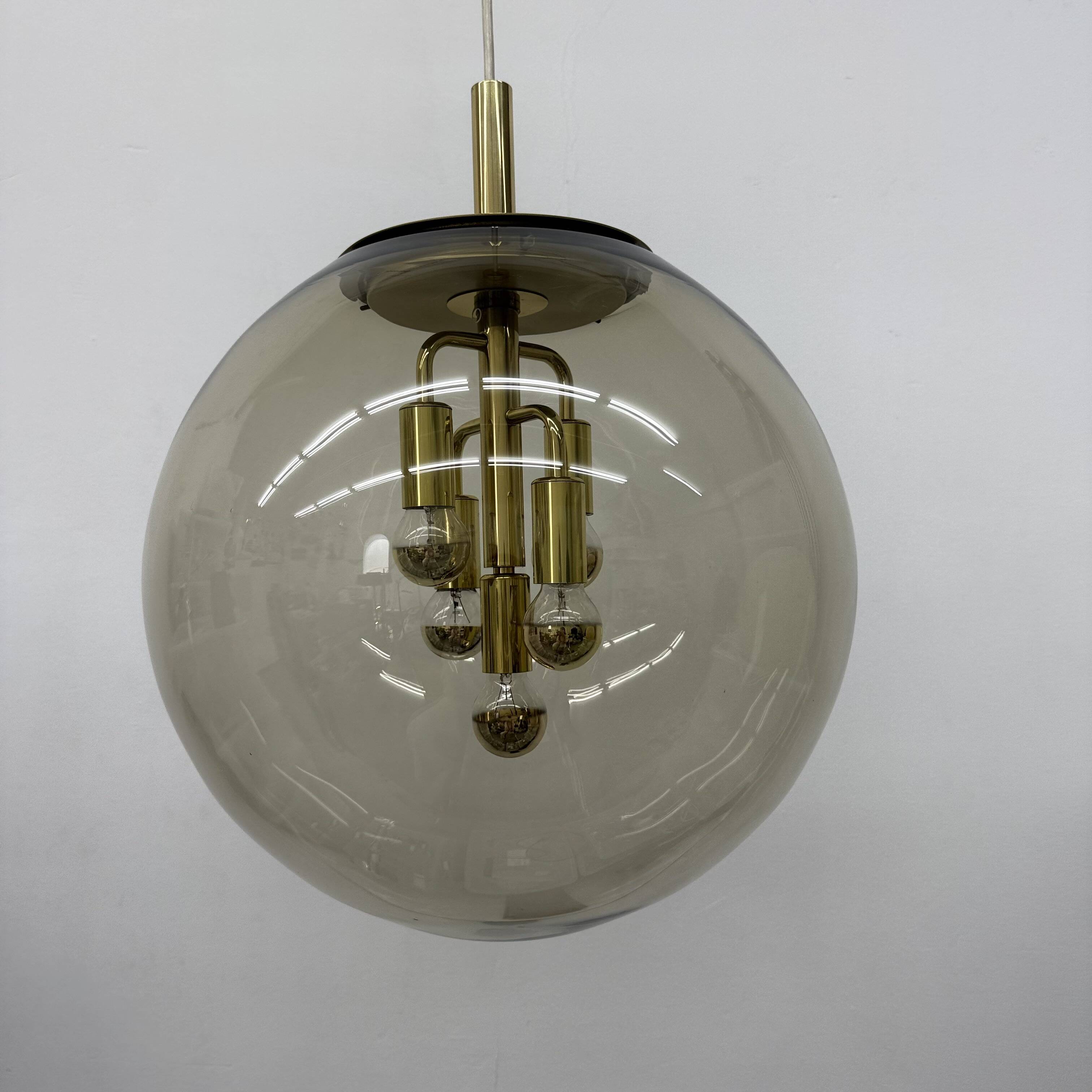 Doria Leuchten globe glass hanging lamp , 1970s