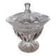 Cut crystal bonbonnière from Bohemia on a pedestal with a lid.