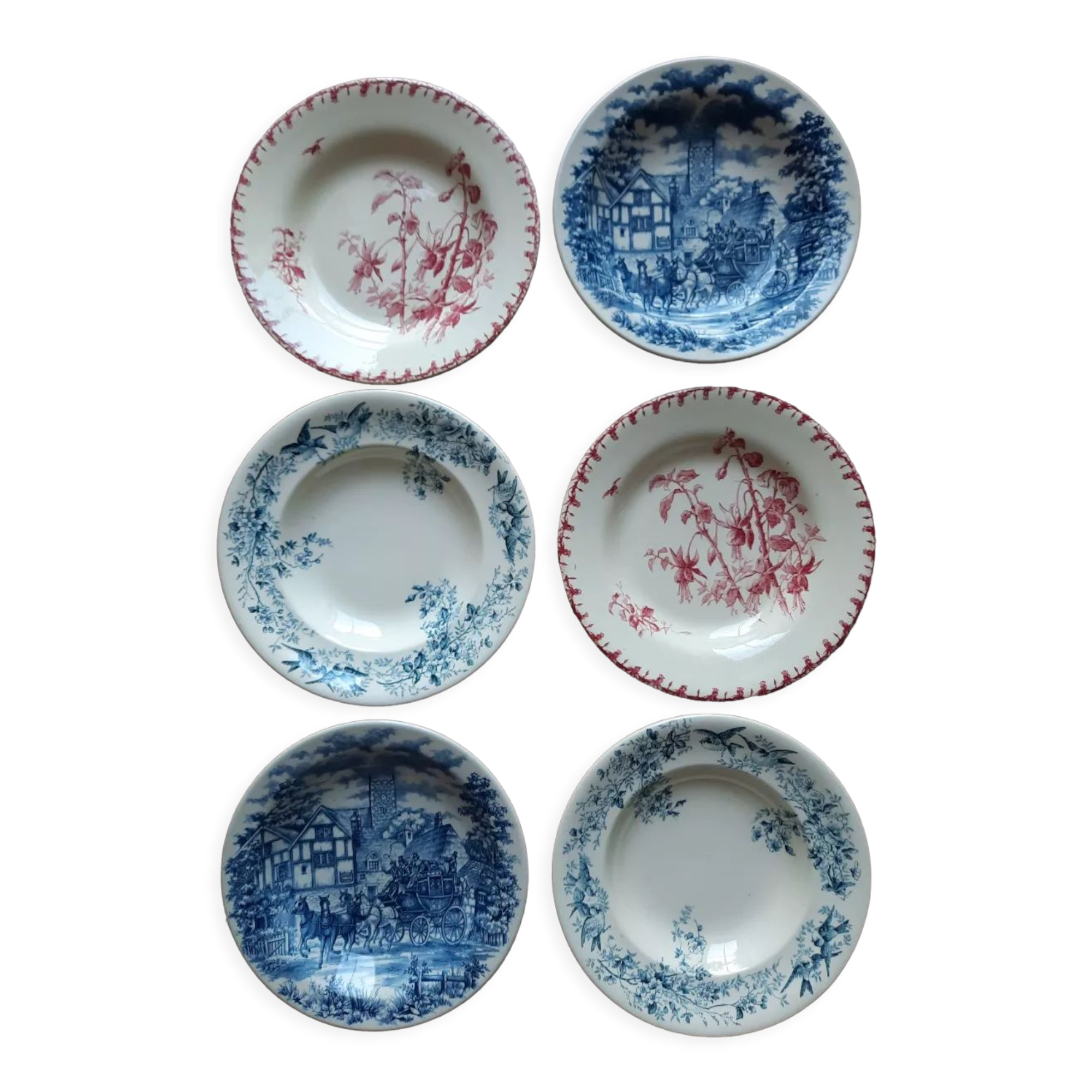 Set of 6 old plates
