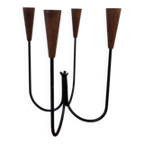 Scandinavian teak and metal candlestick