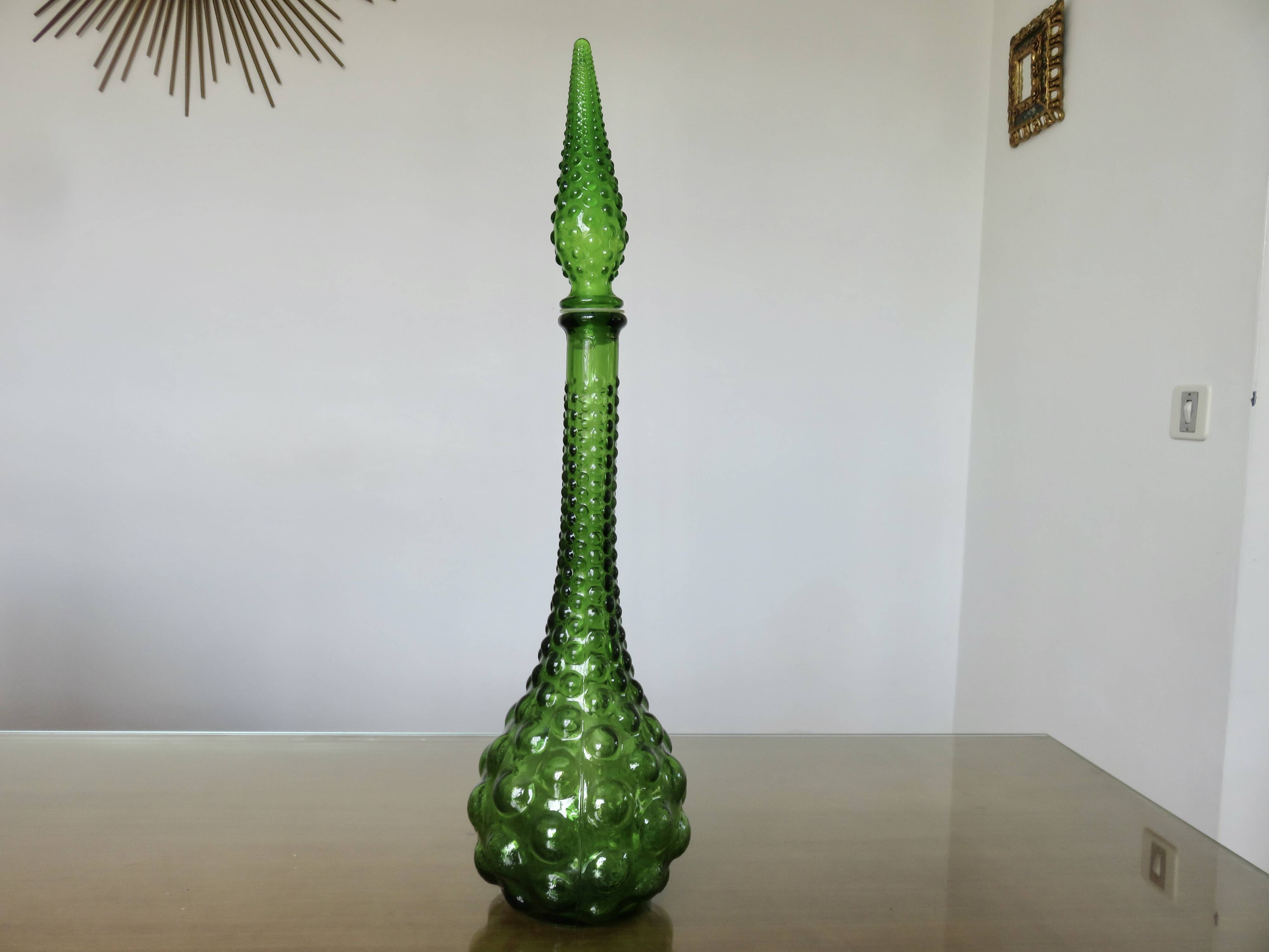 Bottle, carafe Italy, Empoli, in bubbled glass 1960