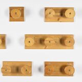 Set of solid pine wall hooks, France, circa 1970