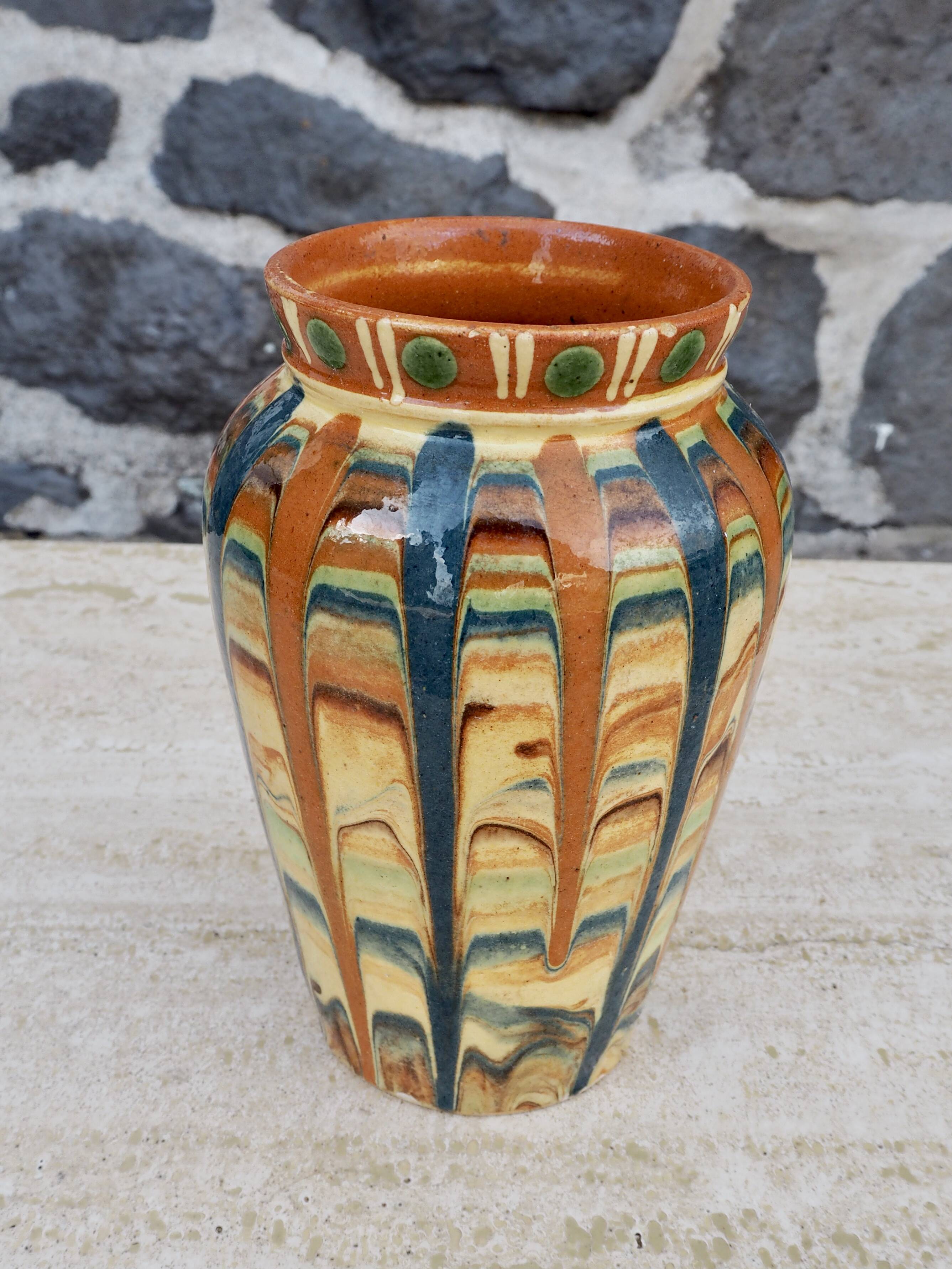 Handcrafted vase with glazes, 1970s