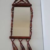 Vintage bohemian mirror in wooden beads