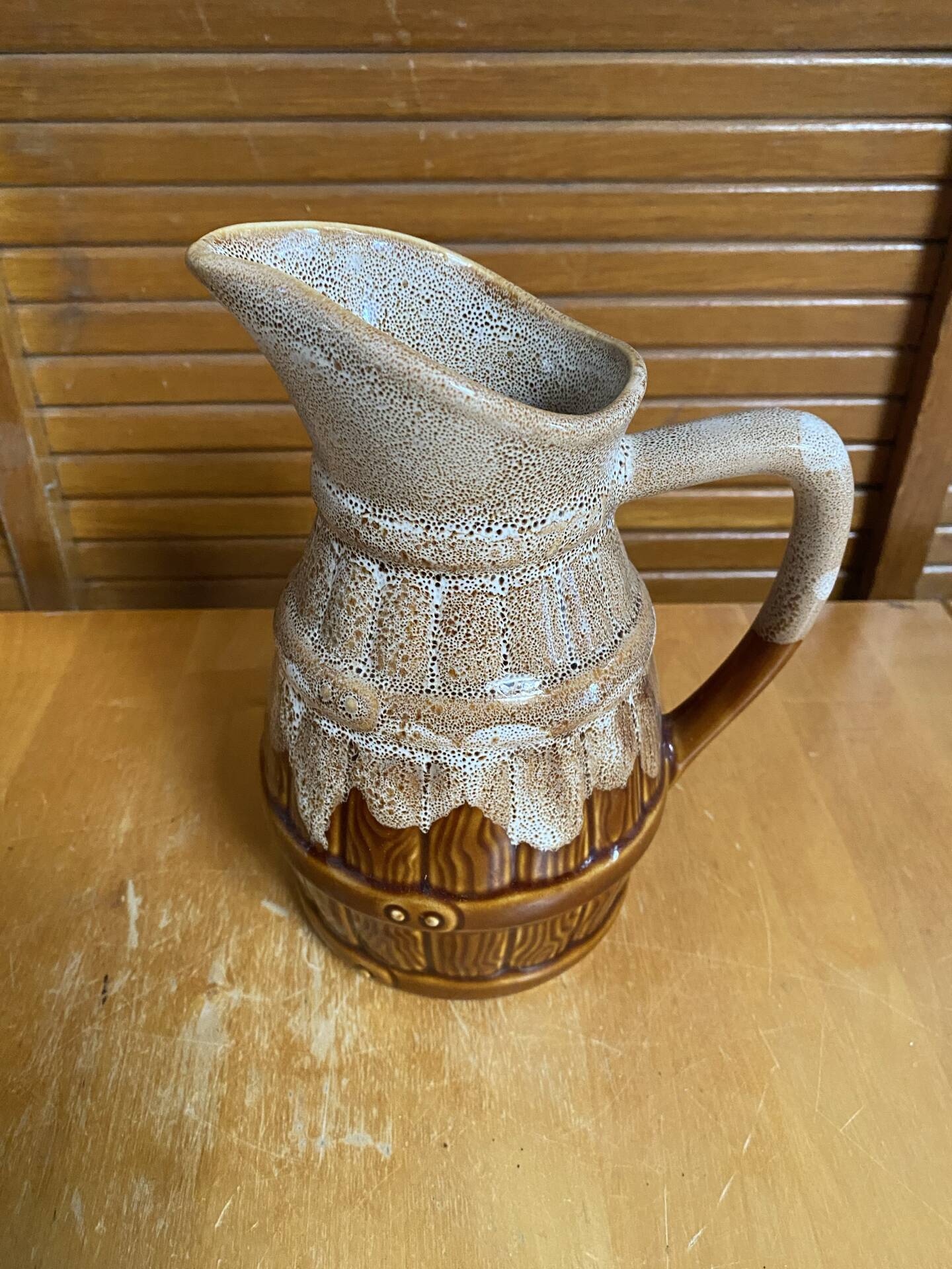 Vintage revol barrel-shaped flamed ceramic jug 3/4 litre