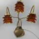 Brass leaf lamp with glass paste flowers