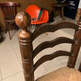 Pair of solid wooden chairs and mulched seat