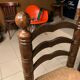 Pair of solid wooden chairs and mulched seat