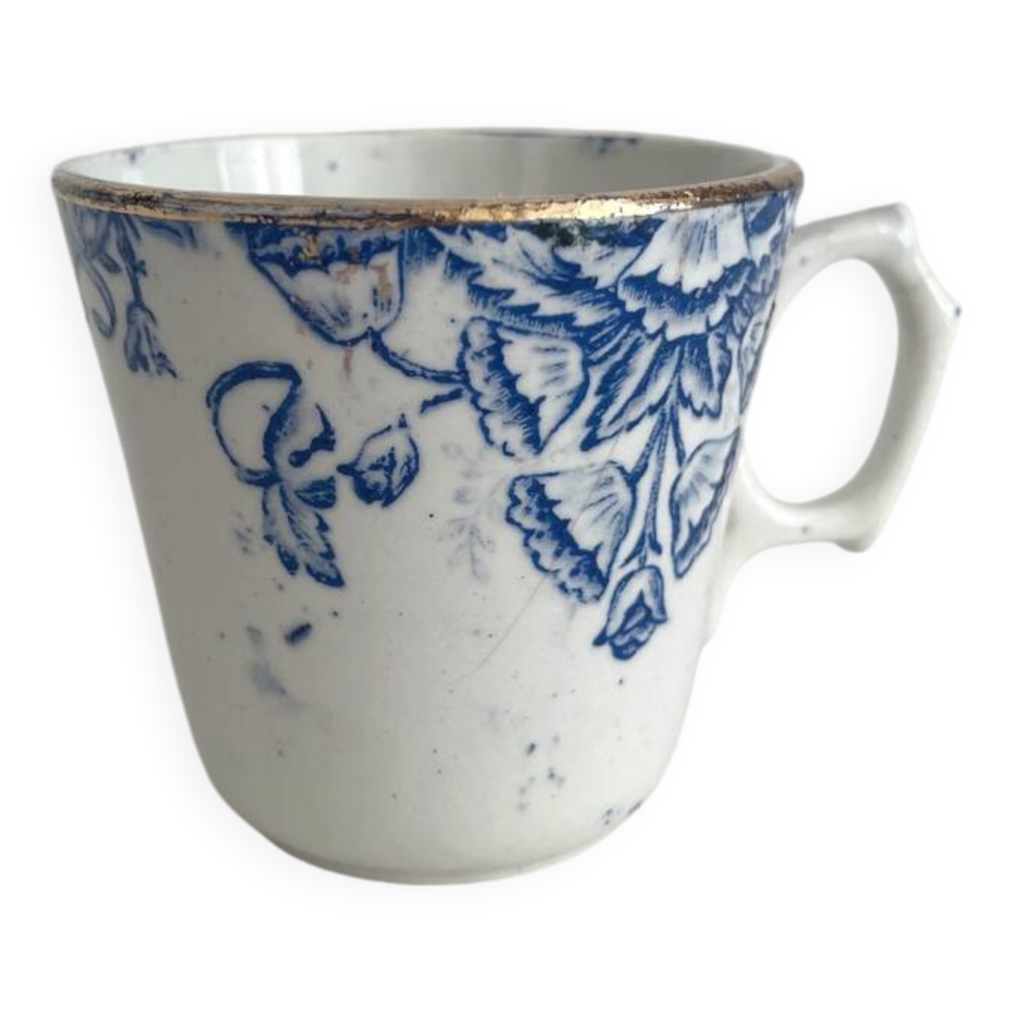 Antique ironstone coffee cup “Floral” Saint Amand