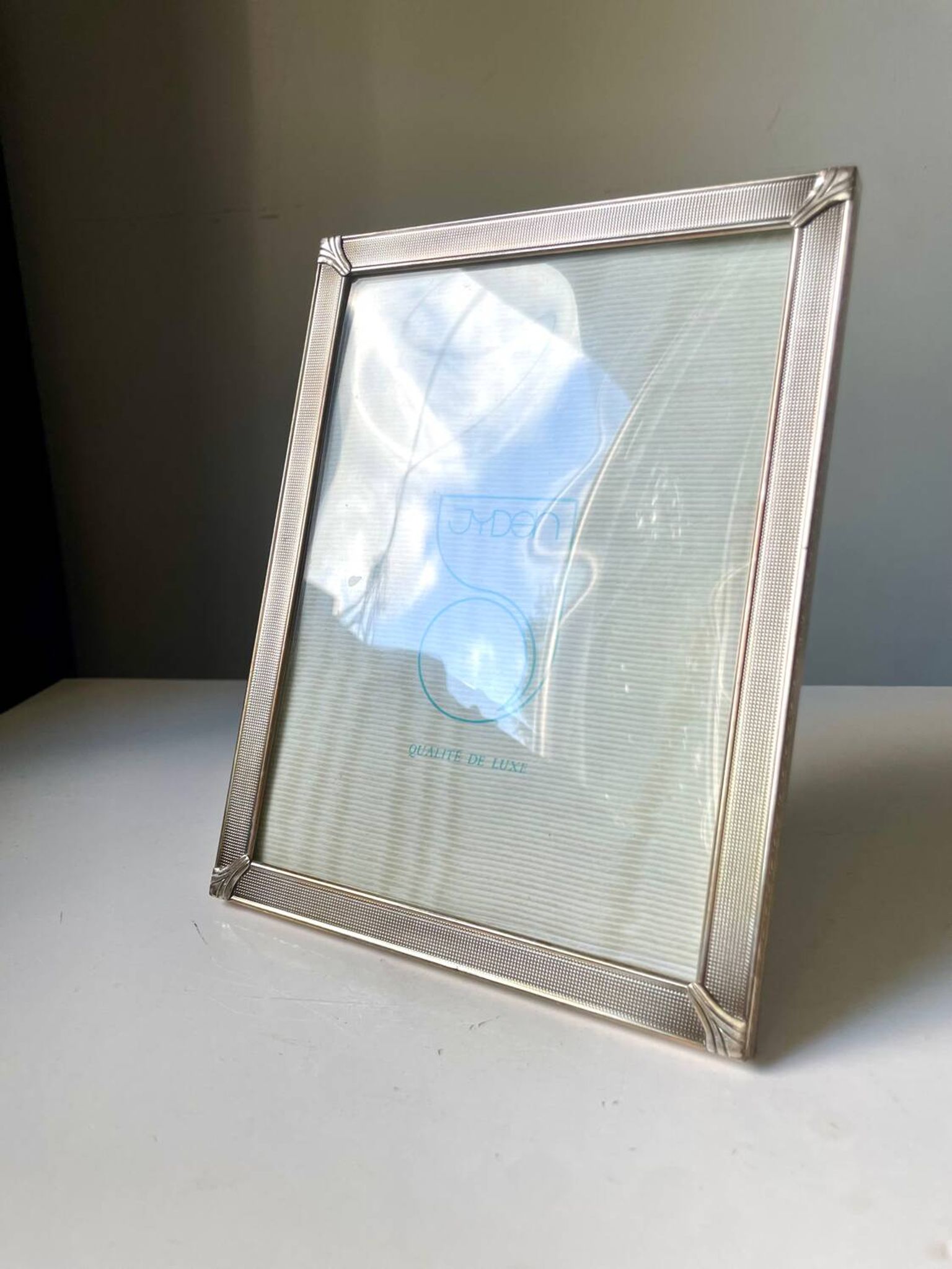 Art deco silver colored   frame 28.5 cm x 14.5 cm  convex glass