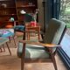 Vintage Scandinavian armchair in teak and green ribbed velvet – "Alrik"