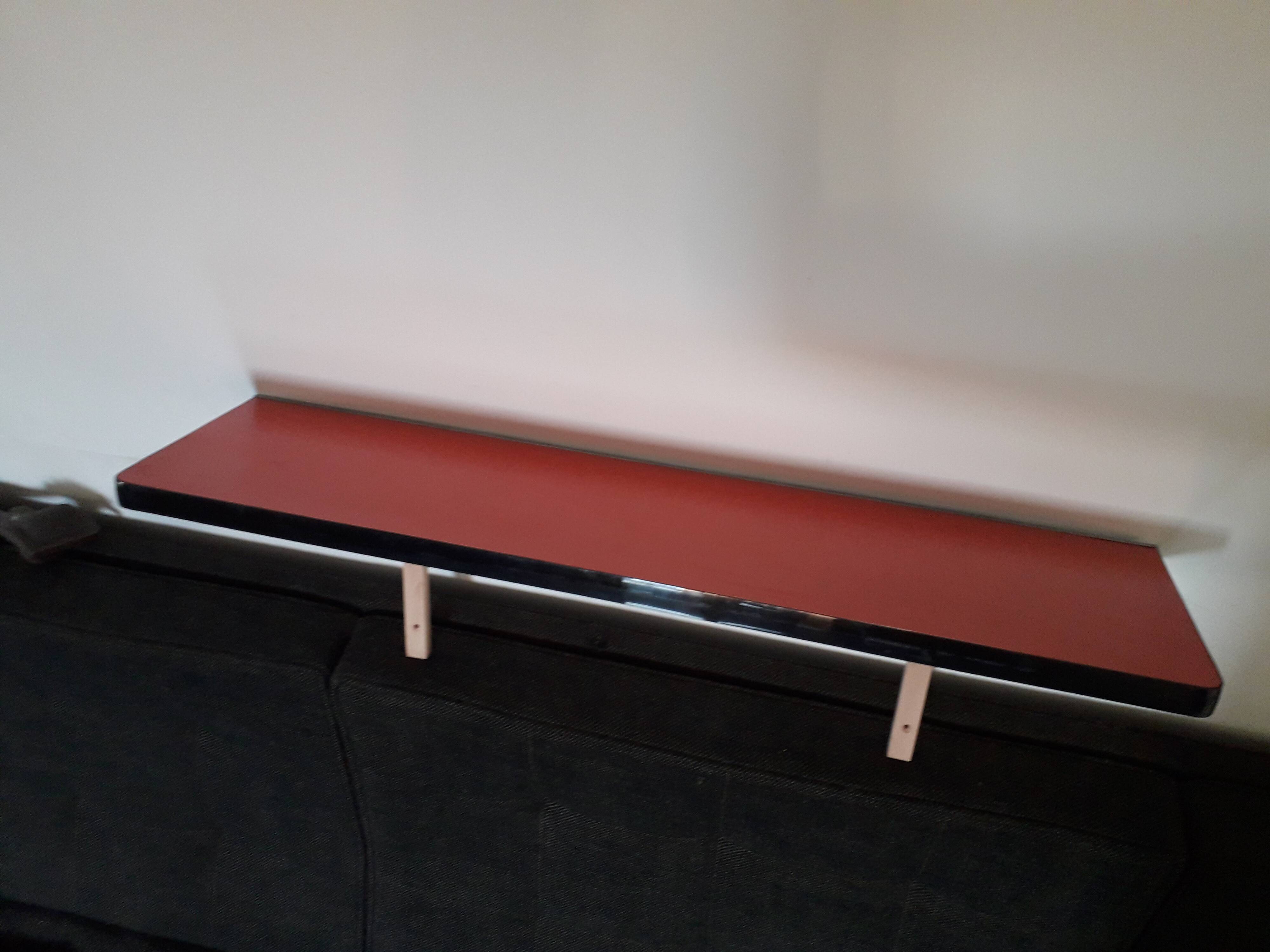 Vintage red formica shelf