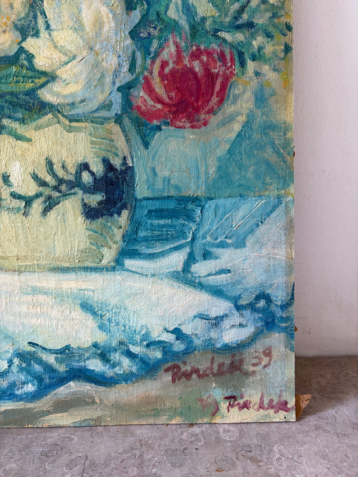 Bouquet Vibrant, huile sur panneau signé 1939