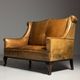 Sheepskin leather classic sofa bench