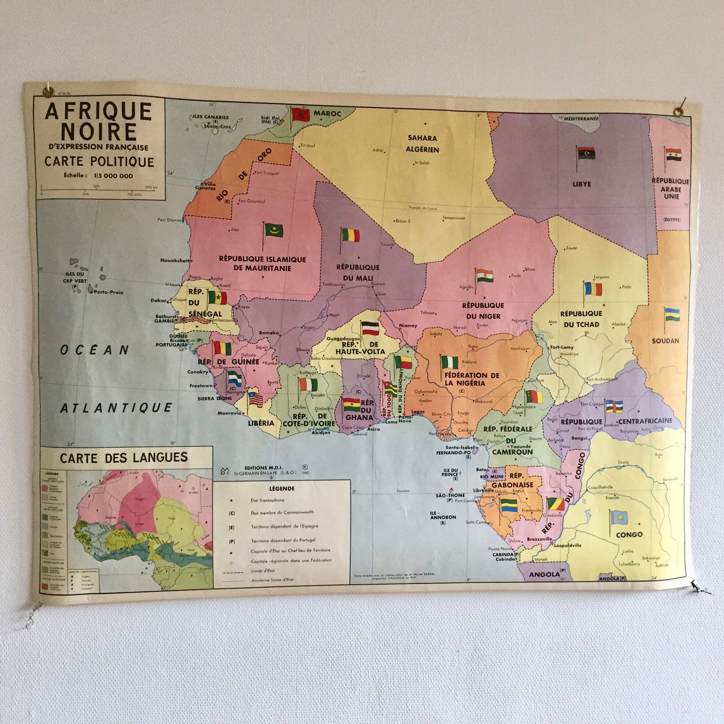 Black African political and economic 1962 school map
