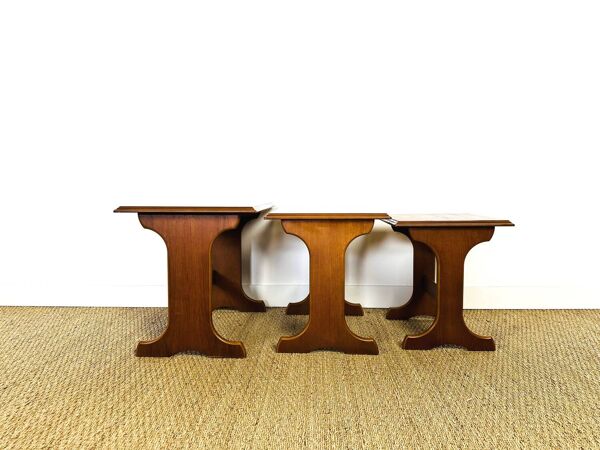 Table basse scandinave gigogne en teck 1960