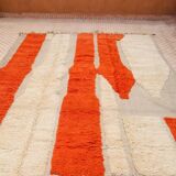 Modern relief orange and white Moroccan Berber rug