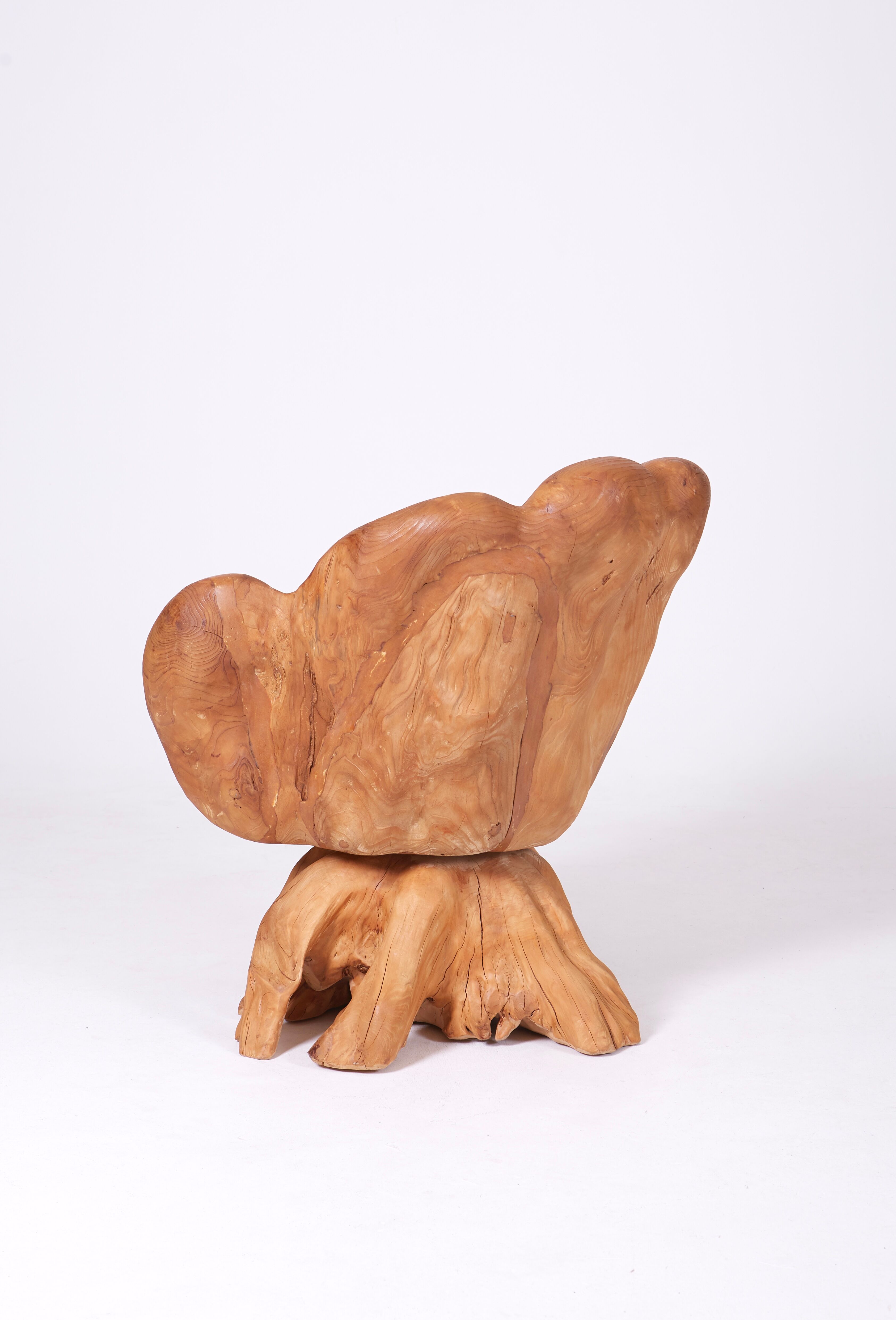 Olive root armchair brutalist design