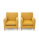Yellow fabric armchairs, 1950s, set of 2
