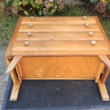 Vintage chest of drawers with oak compass base with marble top.
